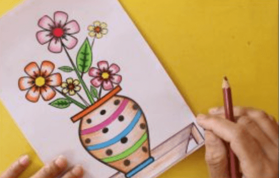 dibujo-jarron-flores Dibujo de un florero y flores